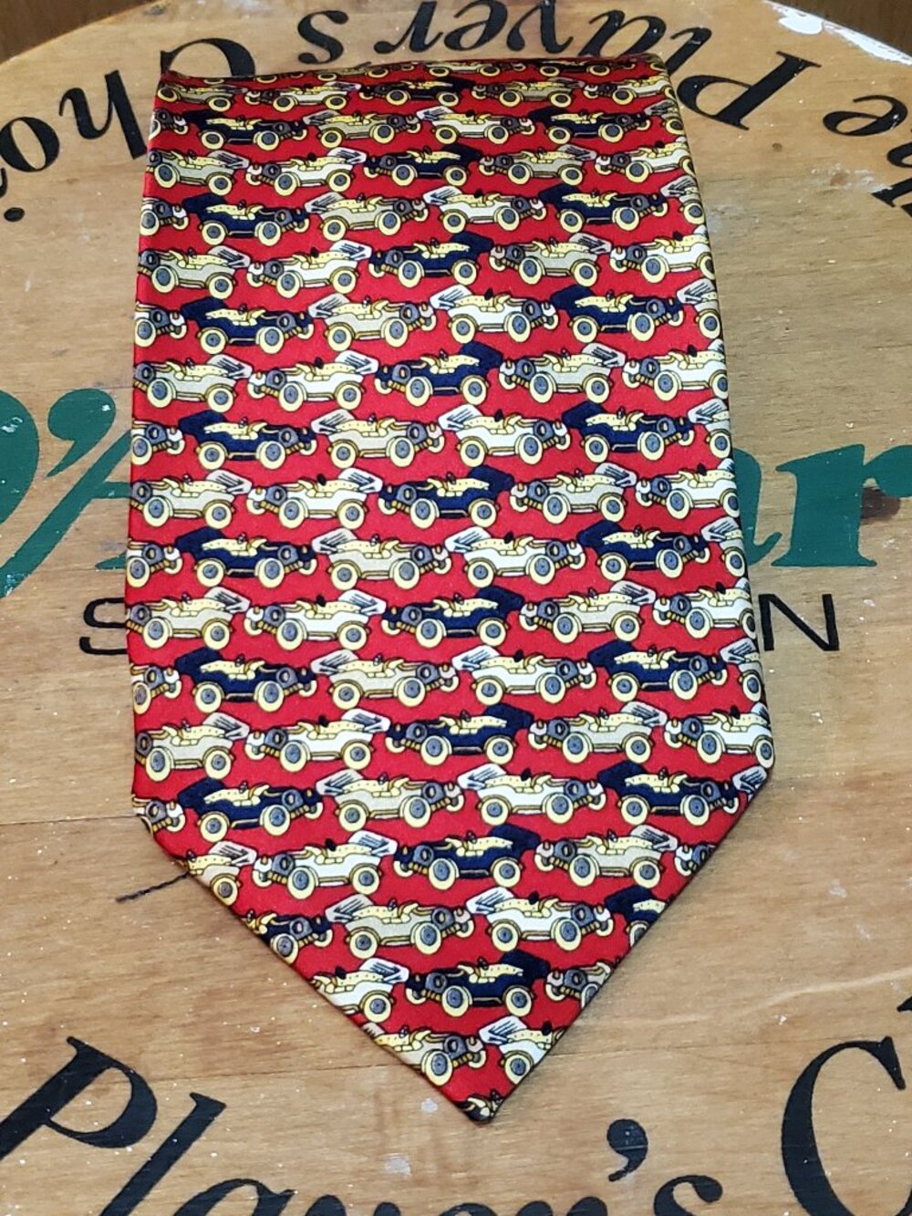 neck tie 100% silk vintage cars novelty